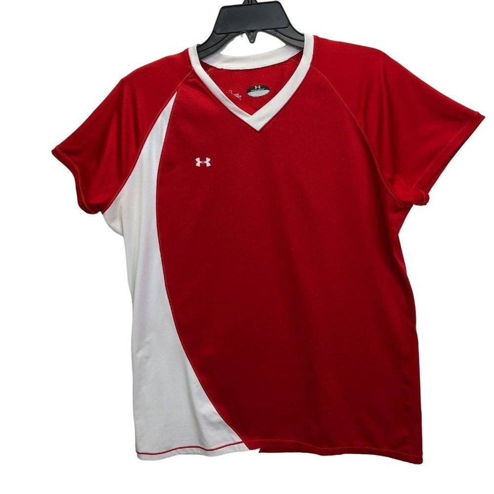 UNDER ARMOUR WOMENS ATHLETIC JERSEY‎ V NECK SHIRT LG